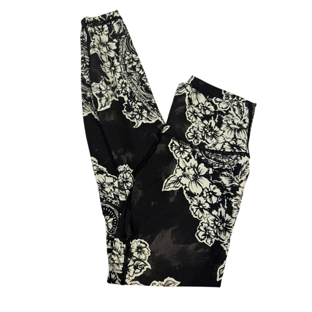 Lululemon Athletica Black and White Floral Leggings